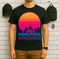 80s Vaporwave Retro Palm Trees Sunset T-Shirt