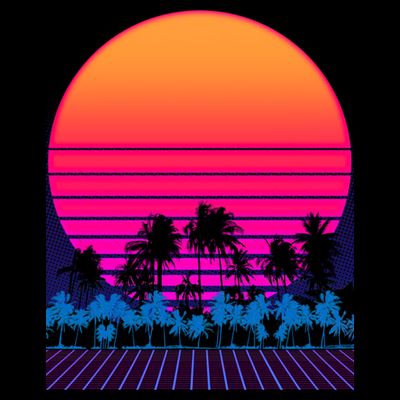 80s Vaporwave Retro Palm Trees Sunset T-Shirt
