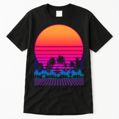 80s Vaporwave Retro Palm Trees Sunset Tall T-Shirt