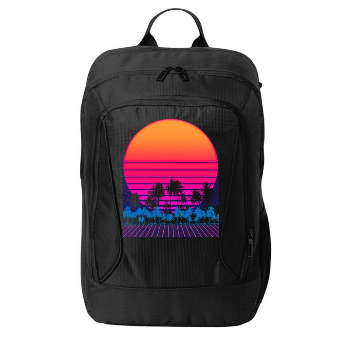 80s Vaporwave Retro Palm Trees Sunset City Backpack