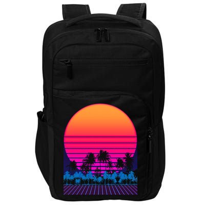 80s Vaporwave Retro Palm Trees Sunset Impact Tech Backpack