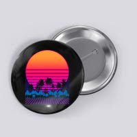 80s Vaporwave Retro Palm Trees Sunset Button