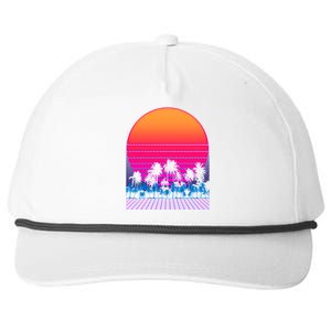 80s Vaporwave Retro Palm Trees Sunset Snapback Five-Panel Rope Hat