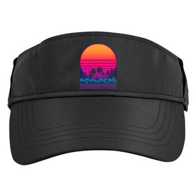 80s Vaporwave Retro Palm Trees Sunset Adult Drive Performance Visor