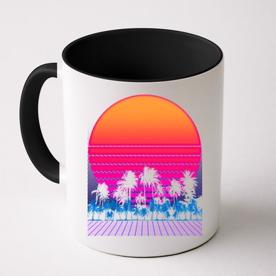 80s Vaporwave Retro Palm Trees Sunset Mug