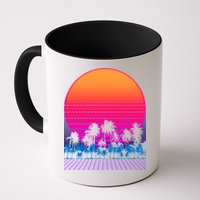 80s Vaporwave Retro Palm Trees Sunset Mug