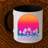 80s Vaporwave Retro Palm Trees Sunset Mug