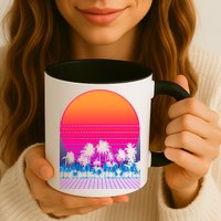 80s Vaporwave Retro Palm Trees Sunset Mug
