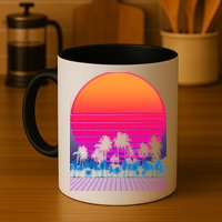 80s Vaporwave Retro Palm Trees Sunset Mug