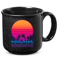 80s Vaporwave Retro Palm Trees Sunset 15oz Campfire Ceramic Mug