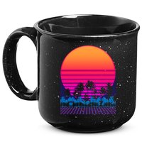 80s Vaporwave Retro Palm Trees Sunset 15oz Campfire Ceramic Mug