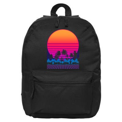80s Vaporwave Retro Palm Trees Sunset 16 in Basic Backpack