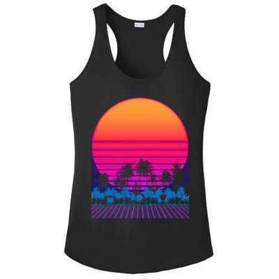 80s Vaporwave Retro Palm Trees Sunset Ladies PosiCharge Competitor Racerback Tank