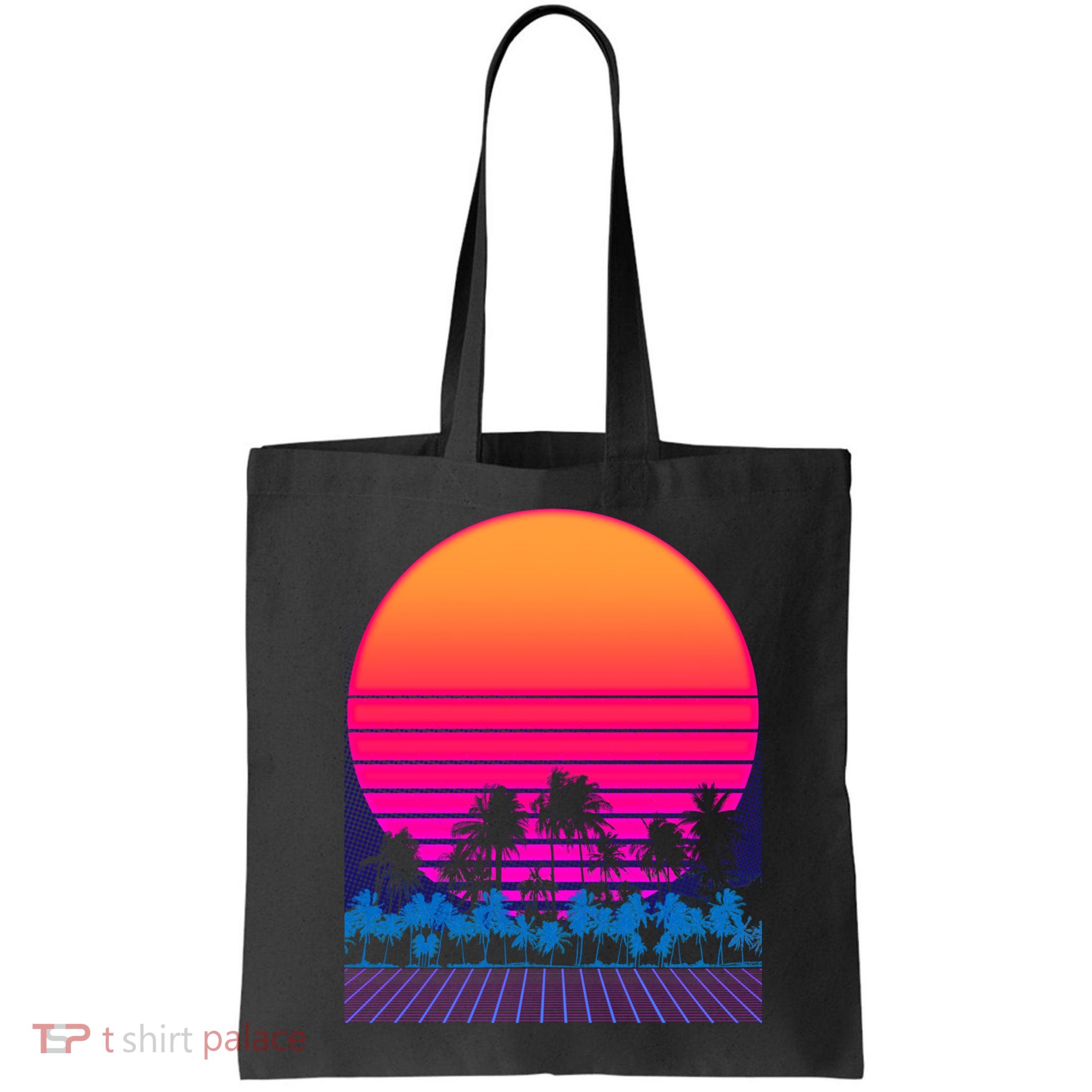 80s Vaporwave Retro Palm Trees Sunset Bag