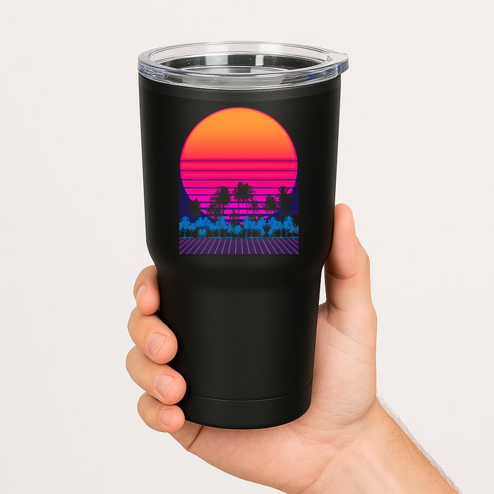 80s Vaporwave Retro Palm Trees Sunset Tumbler