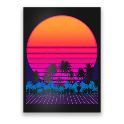 80s Vaporwave Retro Palm Trees Sunset Poster