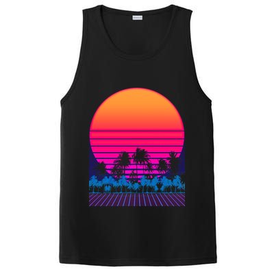 80s Vaporwave Retro Palm Trees Sunset PosiCharge Competitor Tank
