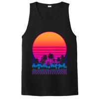 80s Vaporwave Retro Palm Trees Sunset PosiCharge Competitor Tank