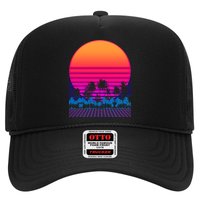 80s Vaporwave Retro Palm Trees Sunset Hat