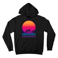 80s Vaporwave Retro Palm Trees Sunset Tall Hoodie