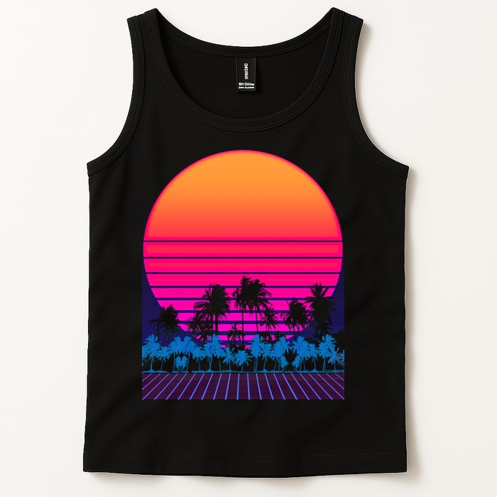 80s Vaporwave Retro Palm Trees Sunset Tank Top