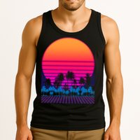 80s Vaporwave Retro Palm Trees Sunset Tank Top