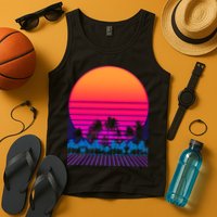 80s Vaporwave Retro Palm Trees Sunset Tank Top