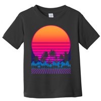 80s Vaporwave Retro Palm Trees Sunset Toddler T-Shirt