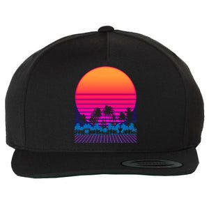 80s Vaporwave Retro Palm Trees Sunset Wool Snapback Cap