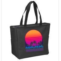 80s Vaporwave Retro Palm Trees Sunset Zip Tote Bag