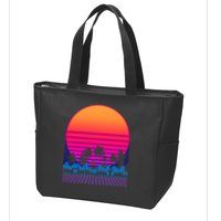 80s Vaporwave Retro Palm Trees Sunset Zip Tote Bag
