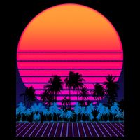 80s Vaporwave Retro Palm Trees Sunset Zip Tote Bag