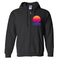 80s Vaporwave Retro Palm Trees Sunset Full Zip Hoodie