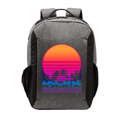 80s Vaporwave Retro Palm Trees Sunset Vector Backpack