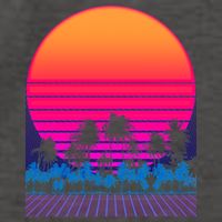 80s Vaporwave Retro Palm Trees Sunset Vector Backpack