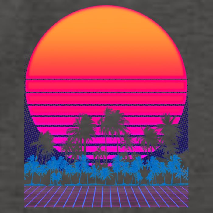 80s Vaporwave Retro Palm Trees Sunset Vector Backpack