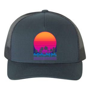 80s Vaporwave Retro Palm Trees Sunset Yupoong Adult 5-Panel Trucker Hat