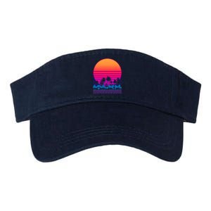 80s Vaporwave Retro Palm Trees Sunset Valucap Bio-Washed Visor