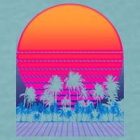 80s Vaporwave Retro Palm Trees Sunset Sueded Cloud Jersey T-Shirt