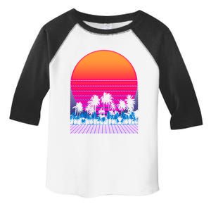 80s Vaporwave Retro Palm Trees Sunset Toddler Fine Jersey T-Shirt