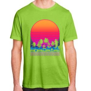 80s Vaporwave Retro Palm Trees Sunset Adult ChromaSoft Performance T-Shirt