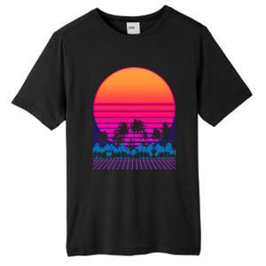 80s Vaporwave Retro Palm Trees Sunset Tall Fusion ChromaSoft Performance T-Shirt