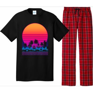 80s Vaporwave Retro Palm Trees Sunset Pajama Set