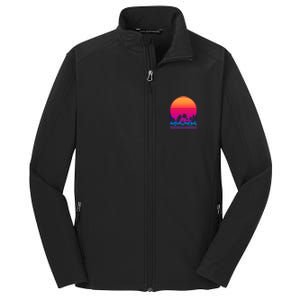 80s Vaporwave Retro Palm Trees Sunset Core Soft Shell Jacket