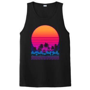 80s Vaporwave Retro Palm Trees Sunset PosiCharge Competitor Tank