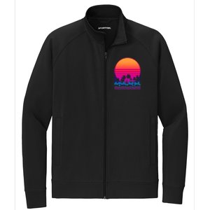 80s Vaporwave Retro Palm Trees Sunset Stretch Full-Zip Cadet Jacket