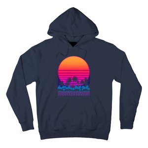 80s Vaporwave Retro Palm Trees Sunset Hoodie