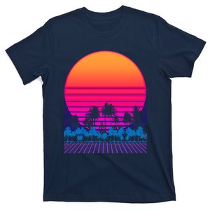 80s Vaporwave Retro Palm Trees Sunset T-Shirt