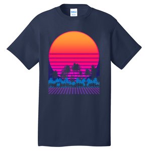 80s Vaporwave Retro Palm Trees Sunset Tall T-Shirt