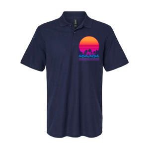 80s Vaporwave Retro Palm Trees Sunset Softstyle Adult Sport Polo